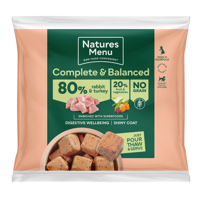 Natures Menu Raw Dog Food Rabbit & Turkey Nuggets