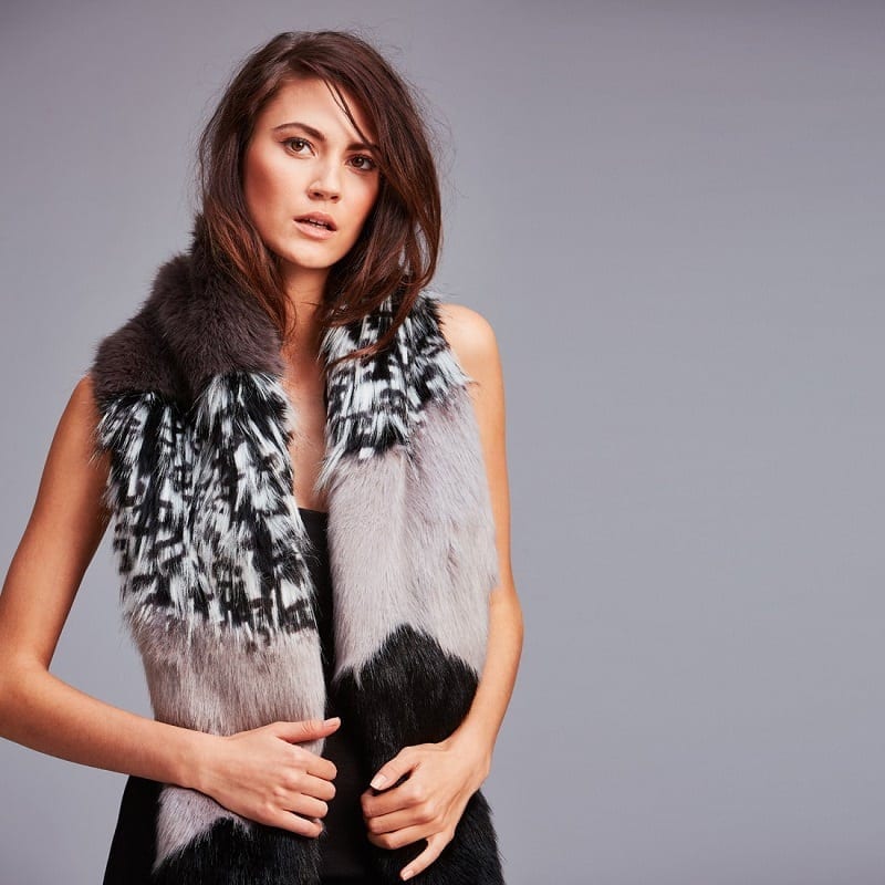 Helen Moore Multi Vixen Faux Fur Scarf - Pebble