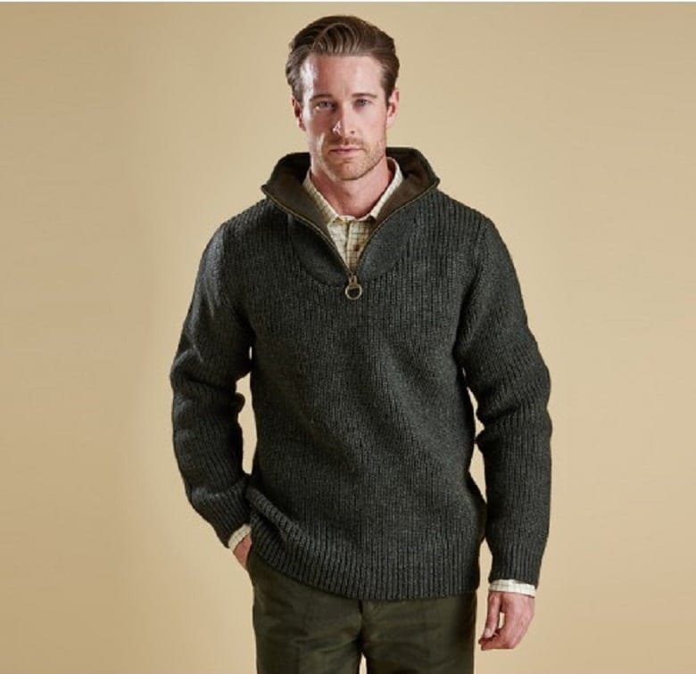 barbour tyne zip neck sweater