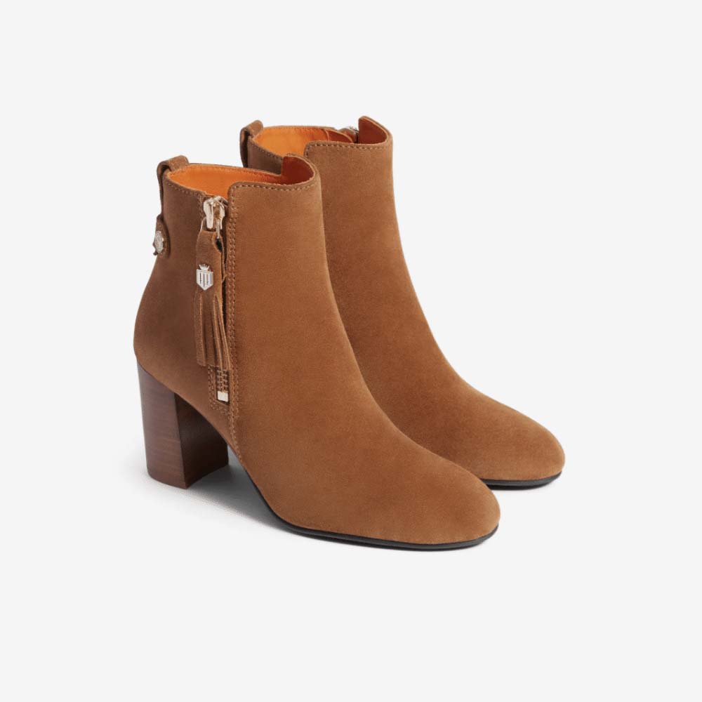 Miss Lola | Tan Ruched Detailed Ankle Heel Boots – MISS LOLA