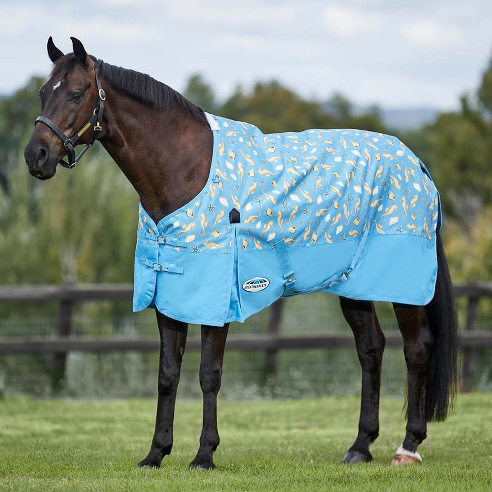 WeatherBeeta ComFiTec Essential Standard Neck Lite Turnout Rug Seahorse Print