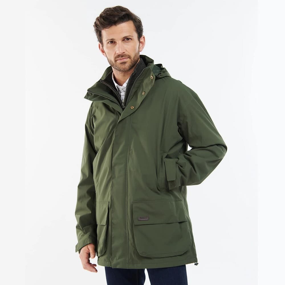 Barbour Mens Swinton Waterproof Jacket Olive Wadswick