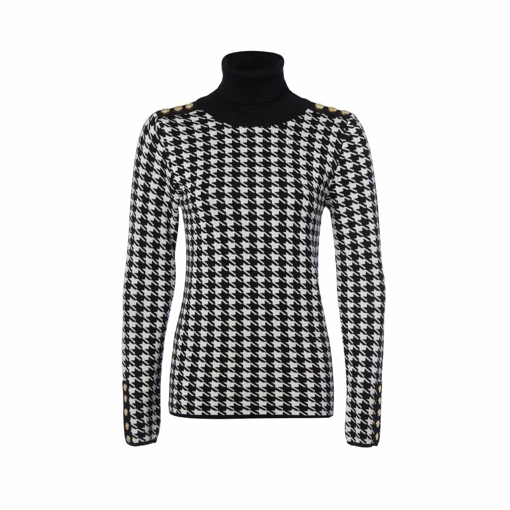 Holland Cooper Ladies Classic Roll Neck Knit Houndstooth