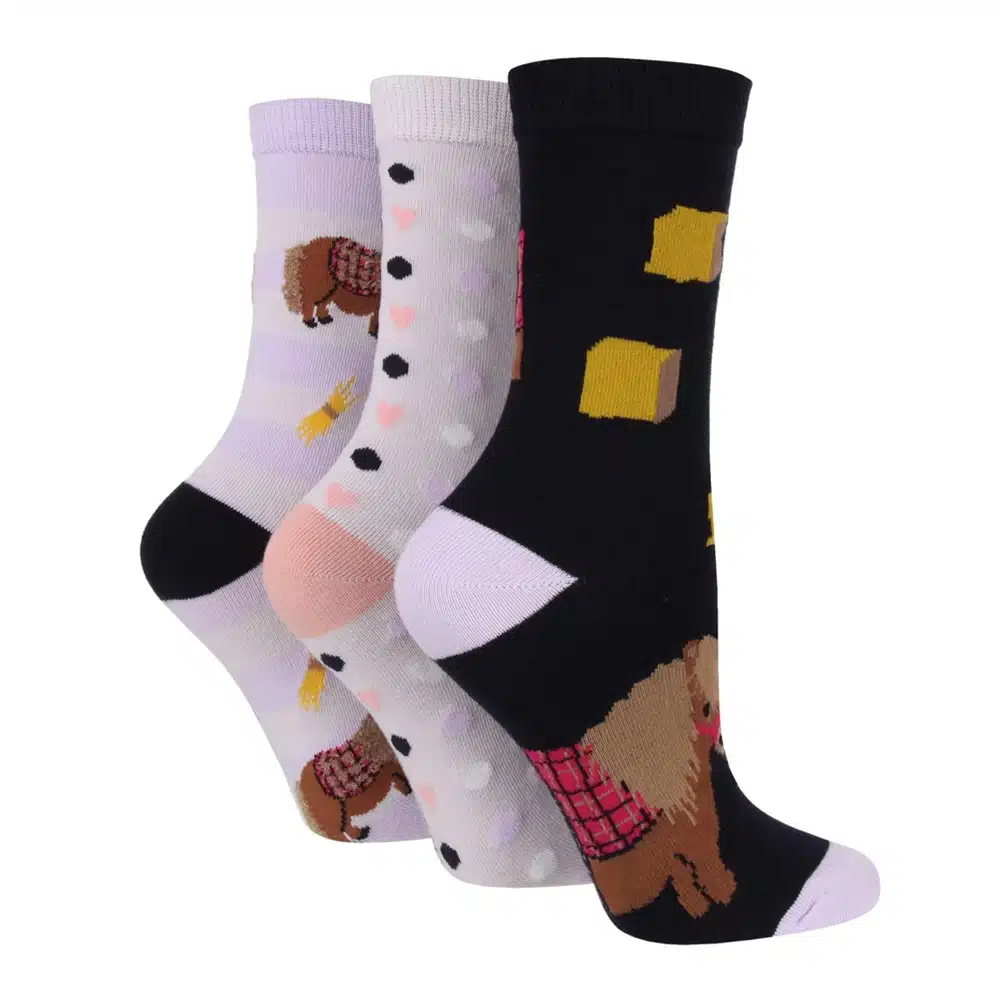 Wildfeet Ladies Cotton Crew Socks 3 Pack Snack Pony | Wadswick Country ...