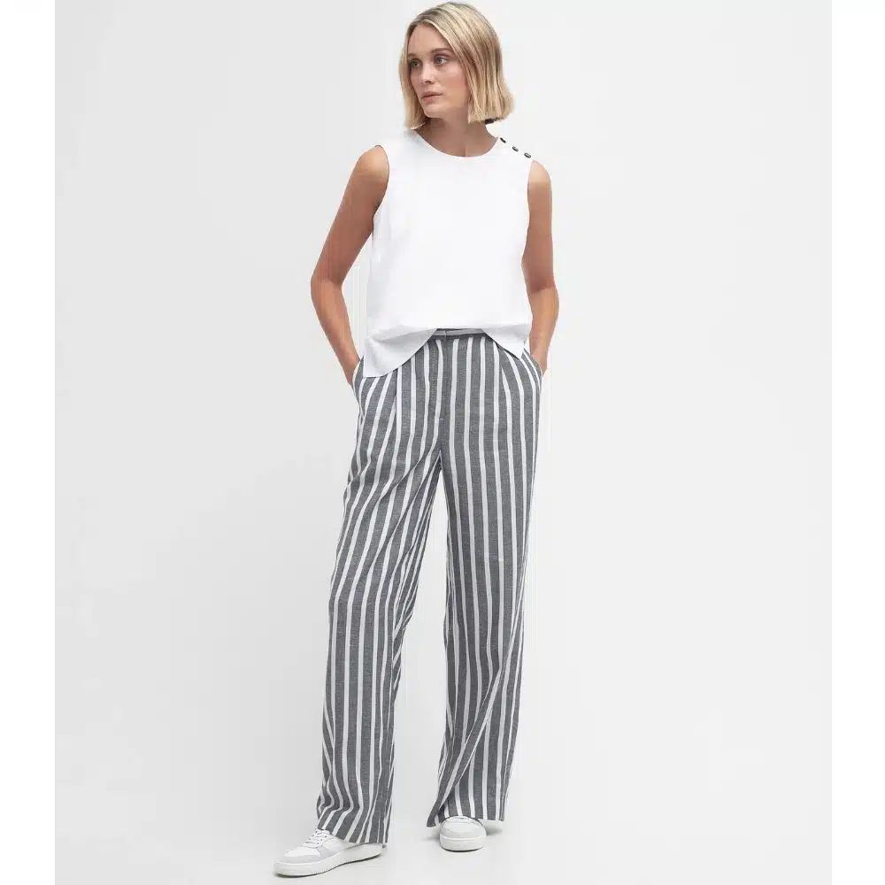 Barbour Ladies Annalise Striped Trousers Navy Stripe1