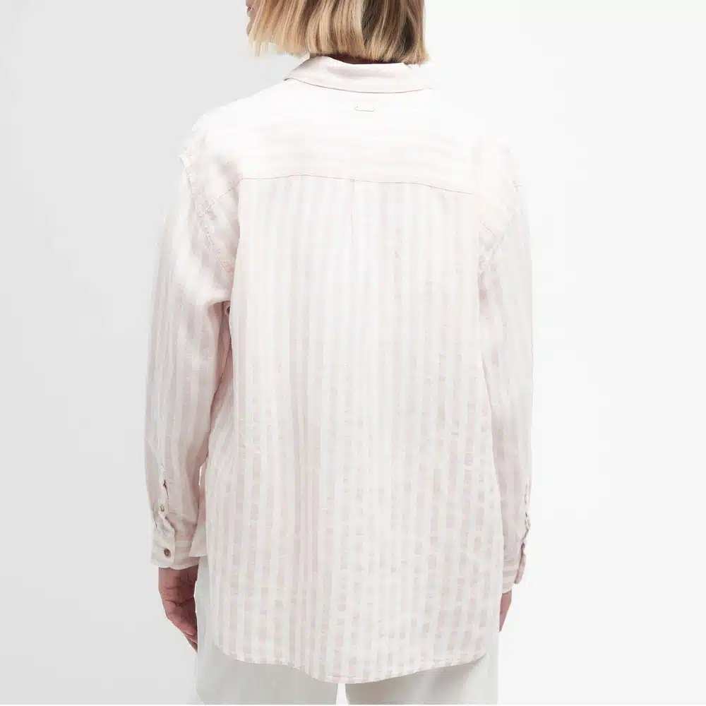 Barbour Ladies Annie Striped Linen Shirt Primrose Pink3