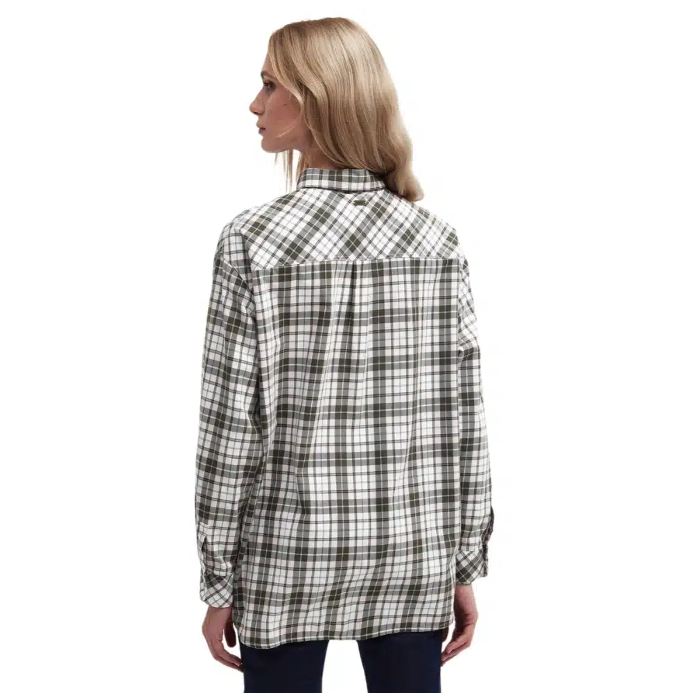 Barbour Ladies Angelonia Oversized Shirt Olive Check3