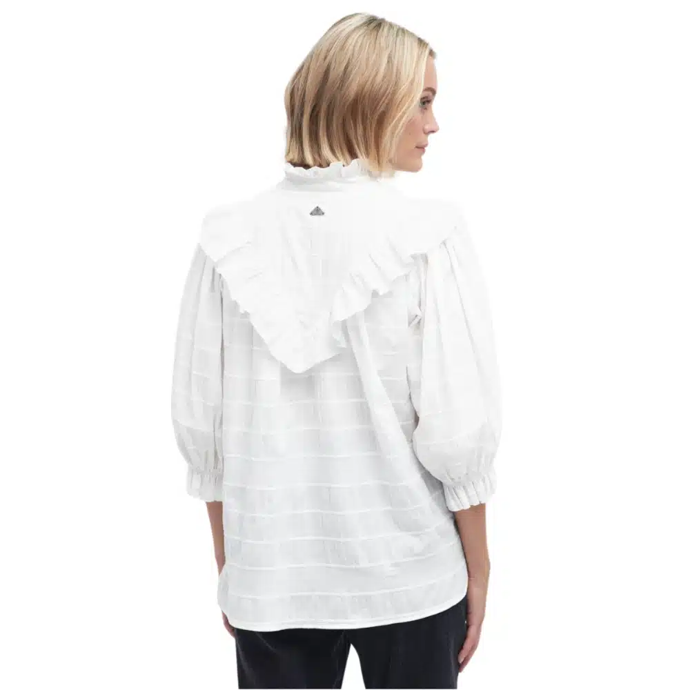 Barbour Ladies Kelburn High Neck Blouse White3