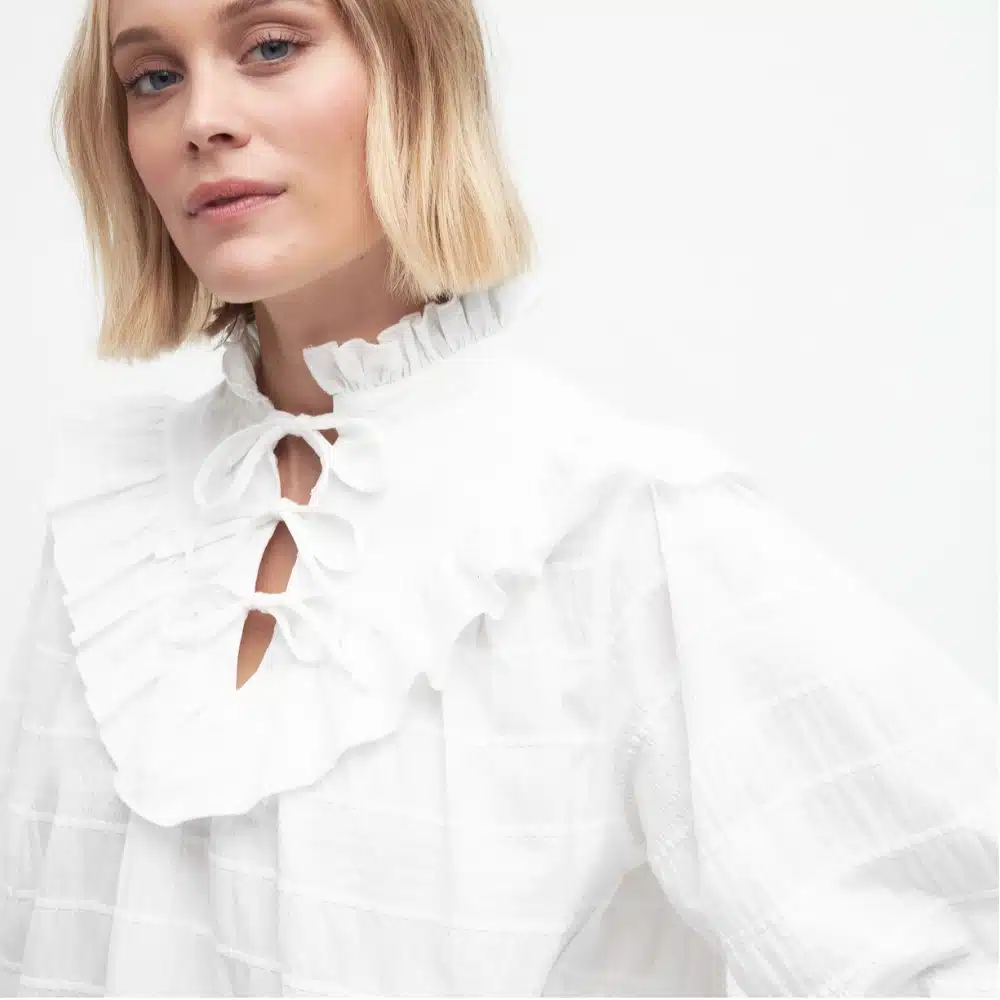 Barbour Ladies Kelburn High Neck Blouse White4