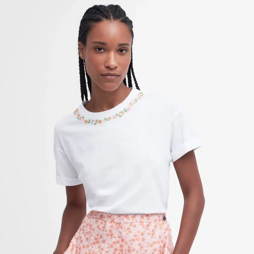 Barbour Ladies Longfield Floral T-Shirt White1
