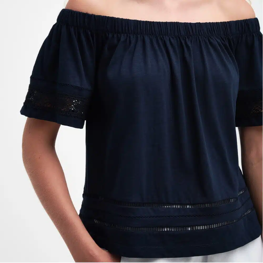 Barbour Ladies Ralee Off The Shoulder Top Navy2
