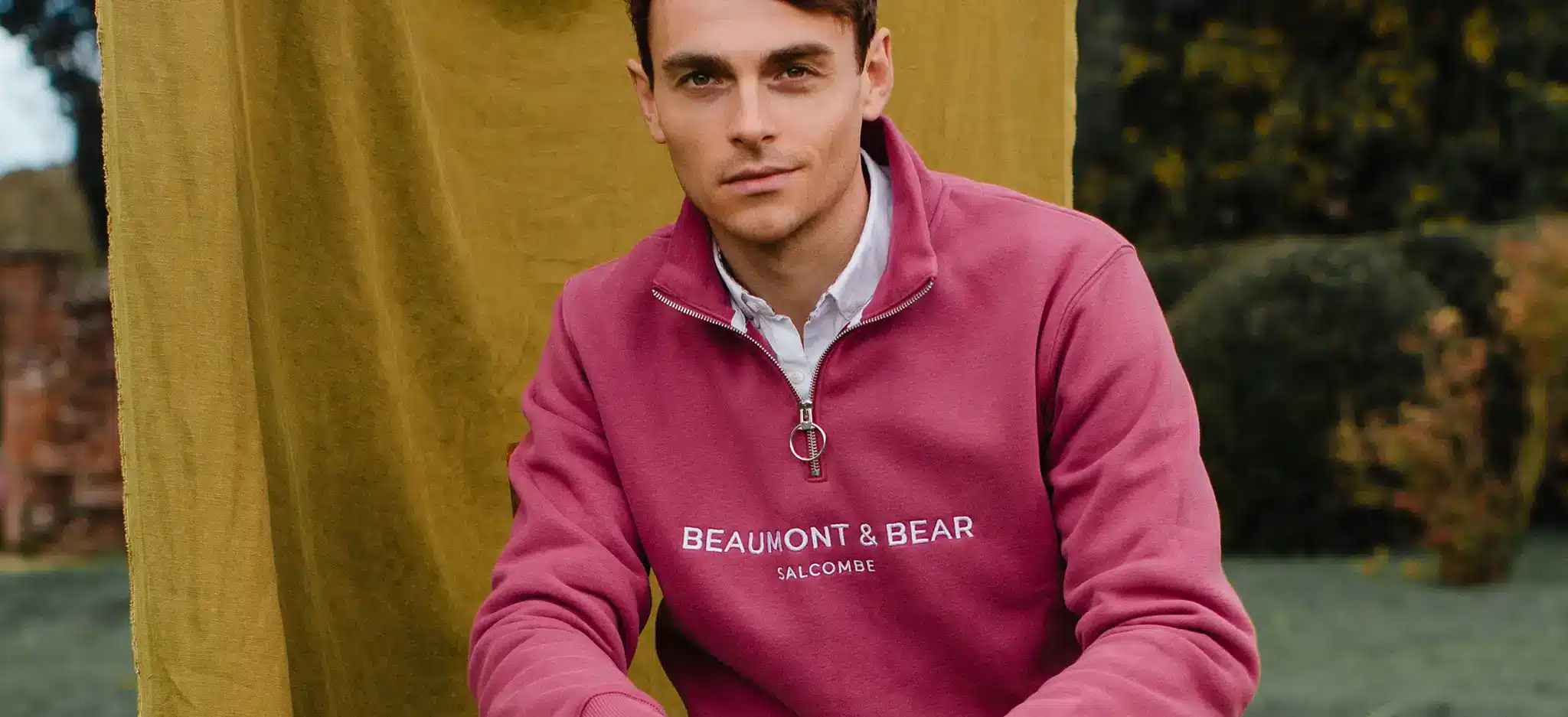 Beaumont & Bear Kingswear Unisex Quarter Zip Sweatshirt Rhubarb Slider