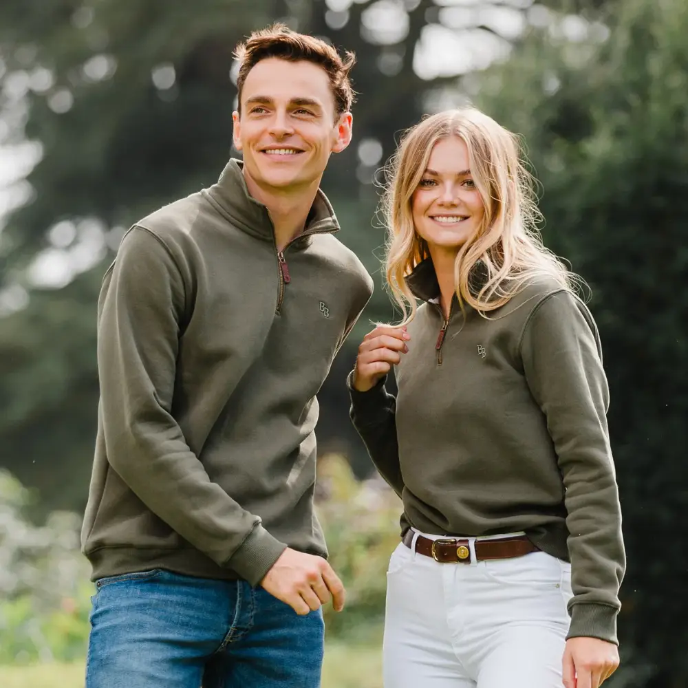 Beaumont & Bear Tuckenhay Unisex Quarter Zip Sweatshirt Khaki