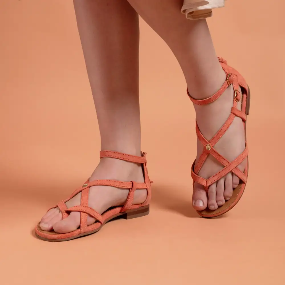 Fairfax & Favor Ladies Brancaster Sandal Melon Suede
