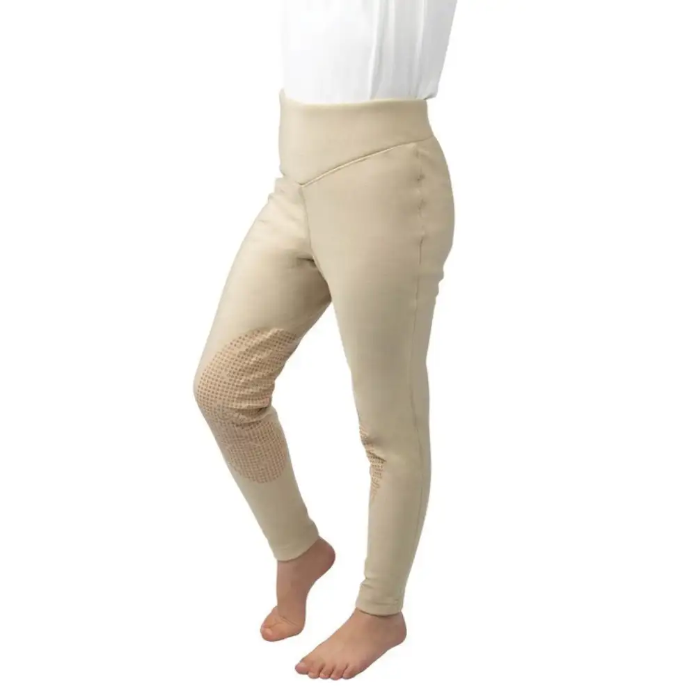HY Equestrian Blizzard Childrens Softshell Riding Tights Beige
