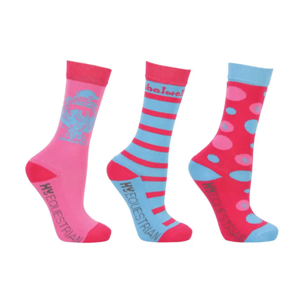 HY Equestrian Childrens Thelwell All Rounder Socks Pack of 3