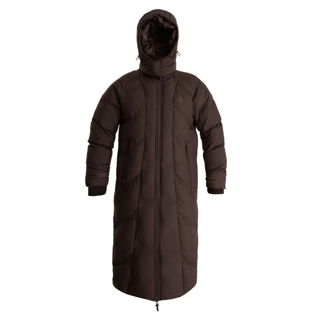 Aztec Diamond Ladies Long Puffer Jacket Chocolate