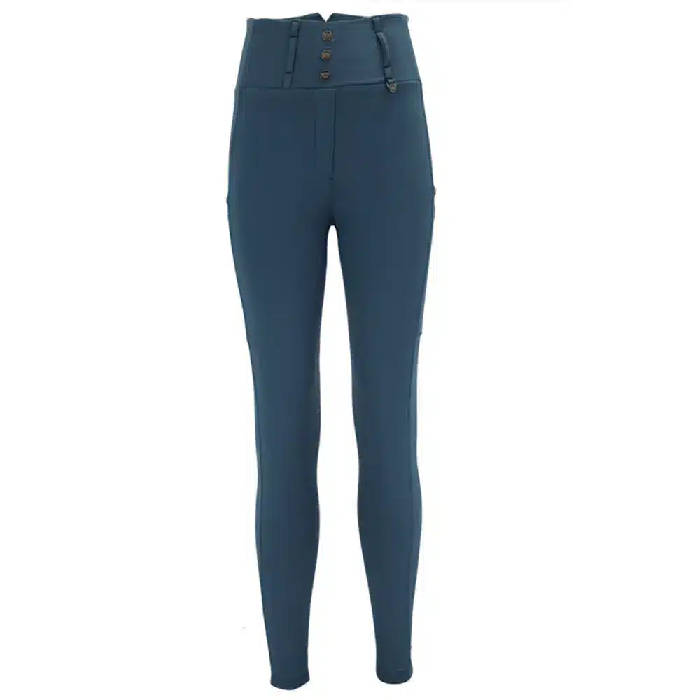 Woof Wear Ladies Vision Full Seat Riding Tights Petrol Blue Front