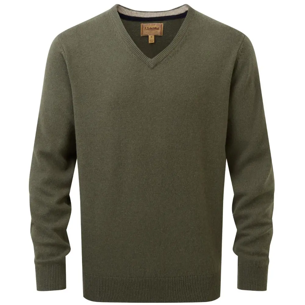 Schoffel Mens Lewis Lambswool V Neck Jumper Woodland
