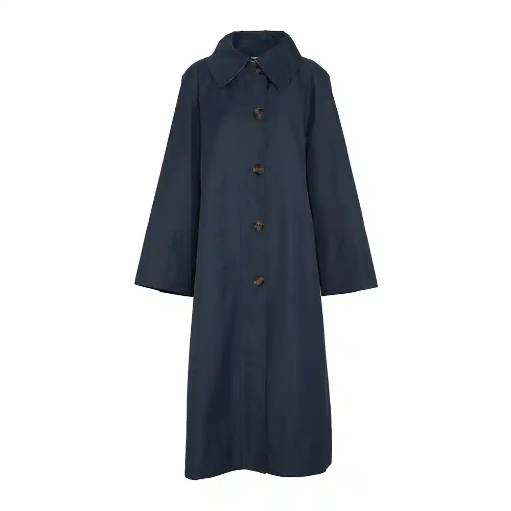 Barbour Ladies Beatrix Showerproof Trench Coat Navy Sky Dress Tartan
