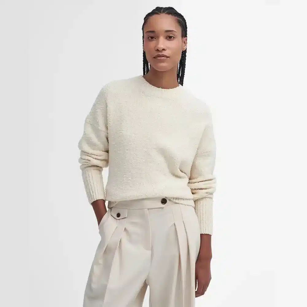 Barbour Ladies Iris Knitted Jumper Ecru Front