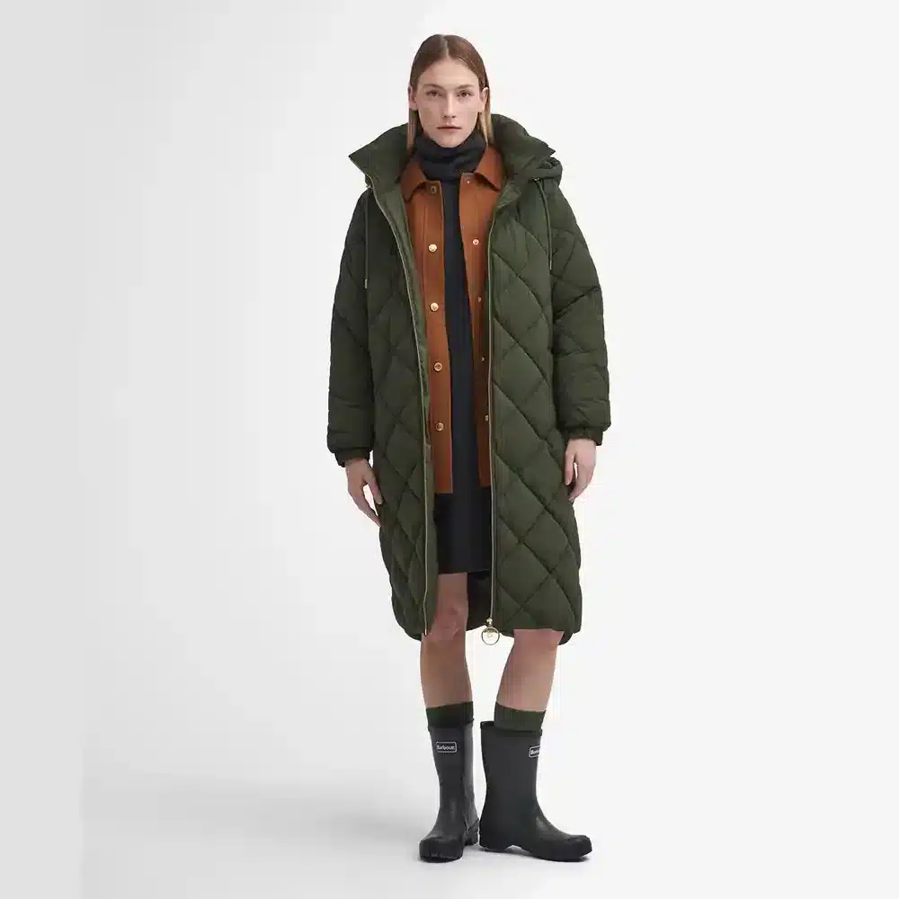 Barbour Ladies Kirkton Puffer Jacket Olive Ancient Model
