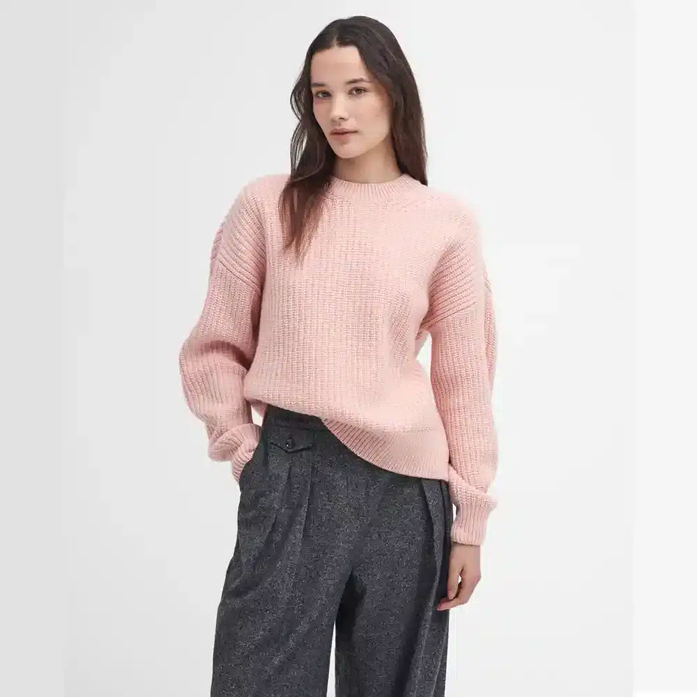 Barbour Ladies Scarlett Knitted Jumper Mahogany Rose Front