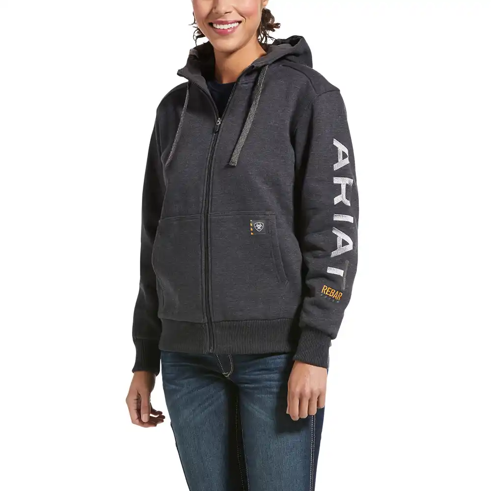 Ariat Ladies Rebar All-Weather Full Zip Hoodie Charcoal Heather