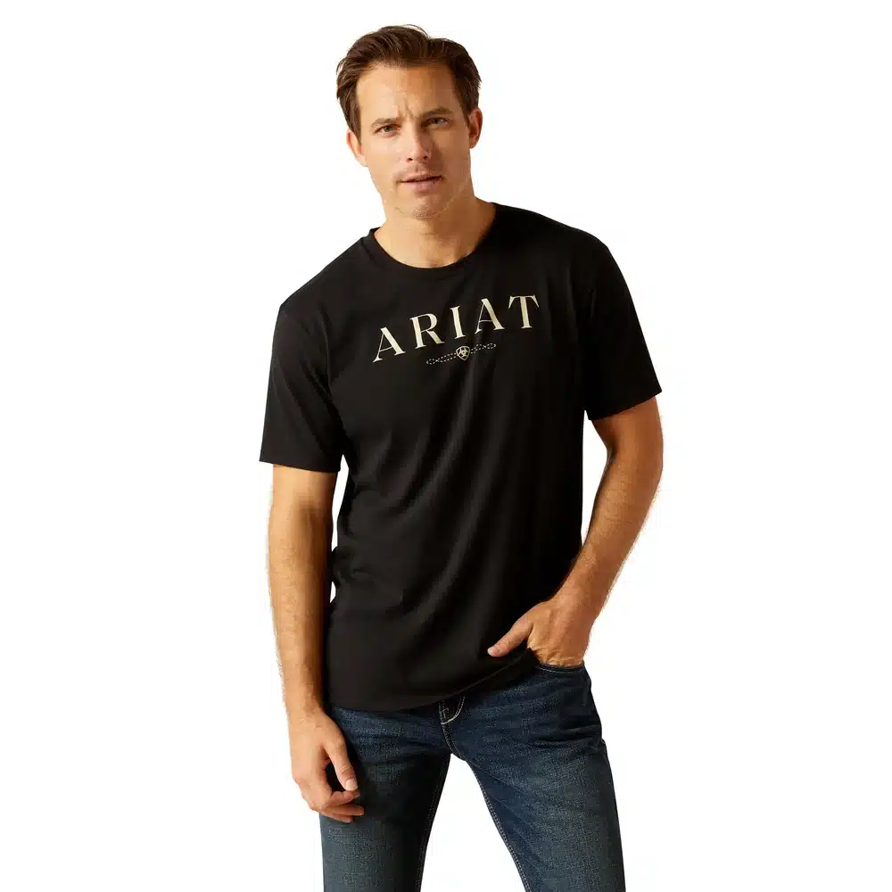 Ariat Mens Black & White Logo Short Sleeve T Shirt Black