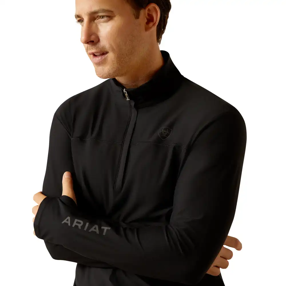 Ariat Mens Lowell 3.0 Quarter Zip Long Sleeve Base Layer Black