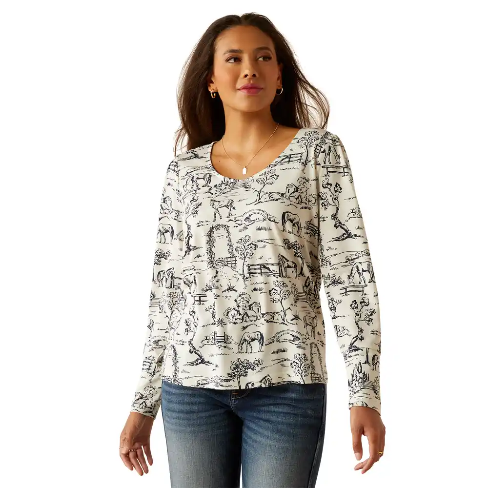Ariat Ladies Nellore T Shirt Toile De Jouy Print