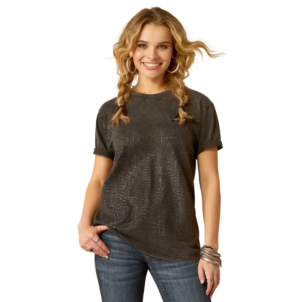 Ariat Ladies Later Gator Short Sleeve Top Washed Black