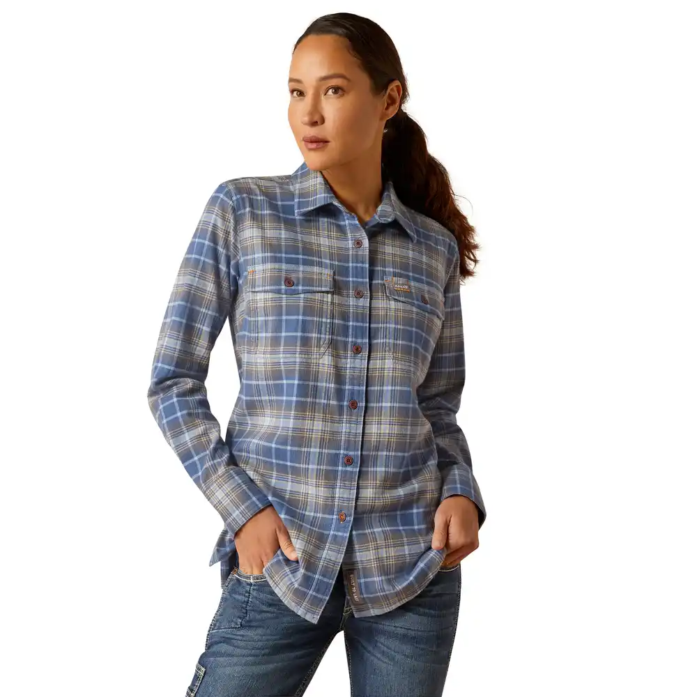 Ariat Ladies Rebar Flannel Work Shirt True Navy