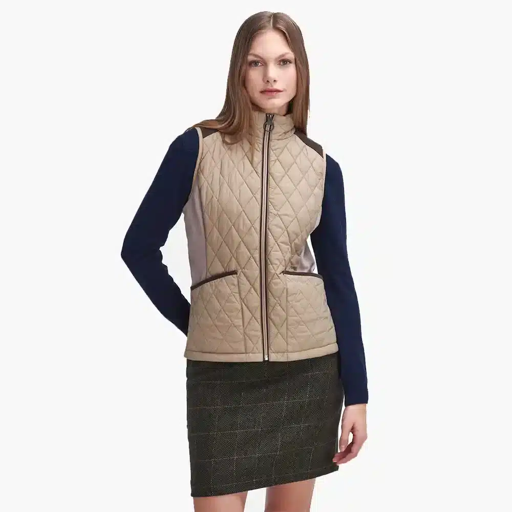 Barbour Ladies High Field Gilet Sand Dune and Gardenia