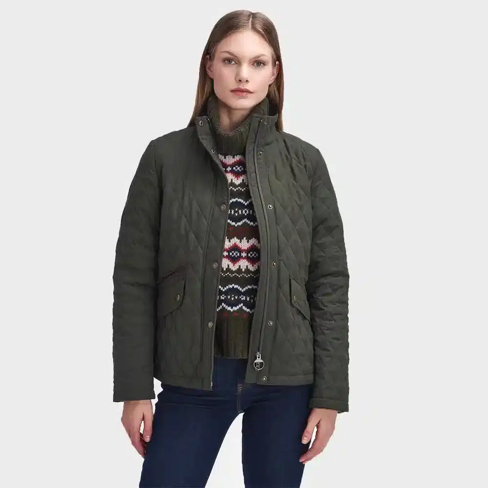 Barbour Ladies Country Winter Shoveler Jacket Dark Olive and Classic