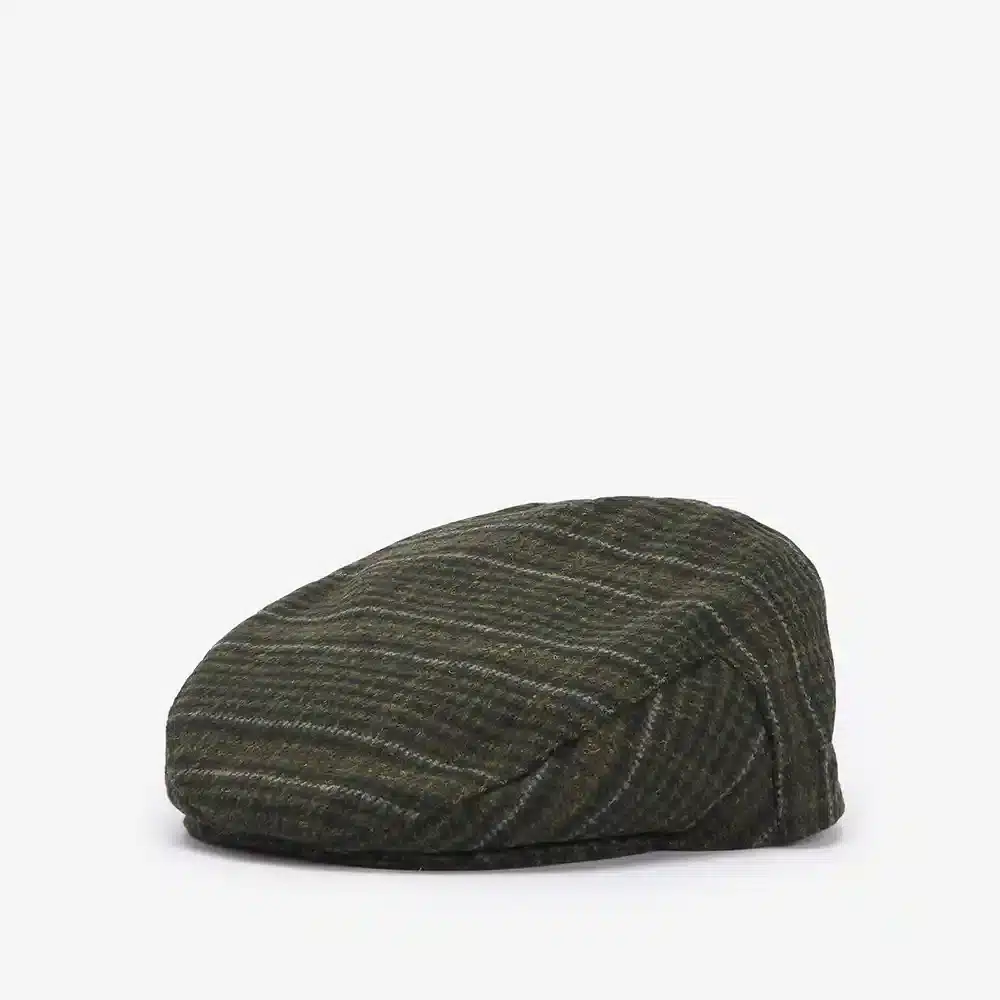 Barbour Mens Wilkin Flat Cap Olive Check