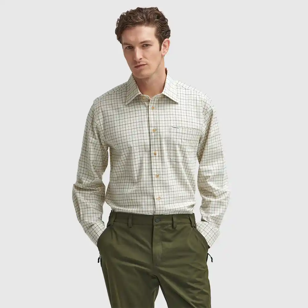 Barbour Mens Field Tattersall Regular Shirt Blue