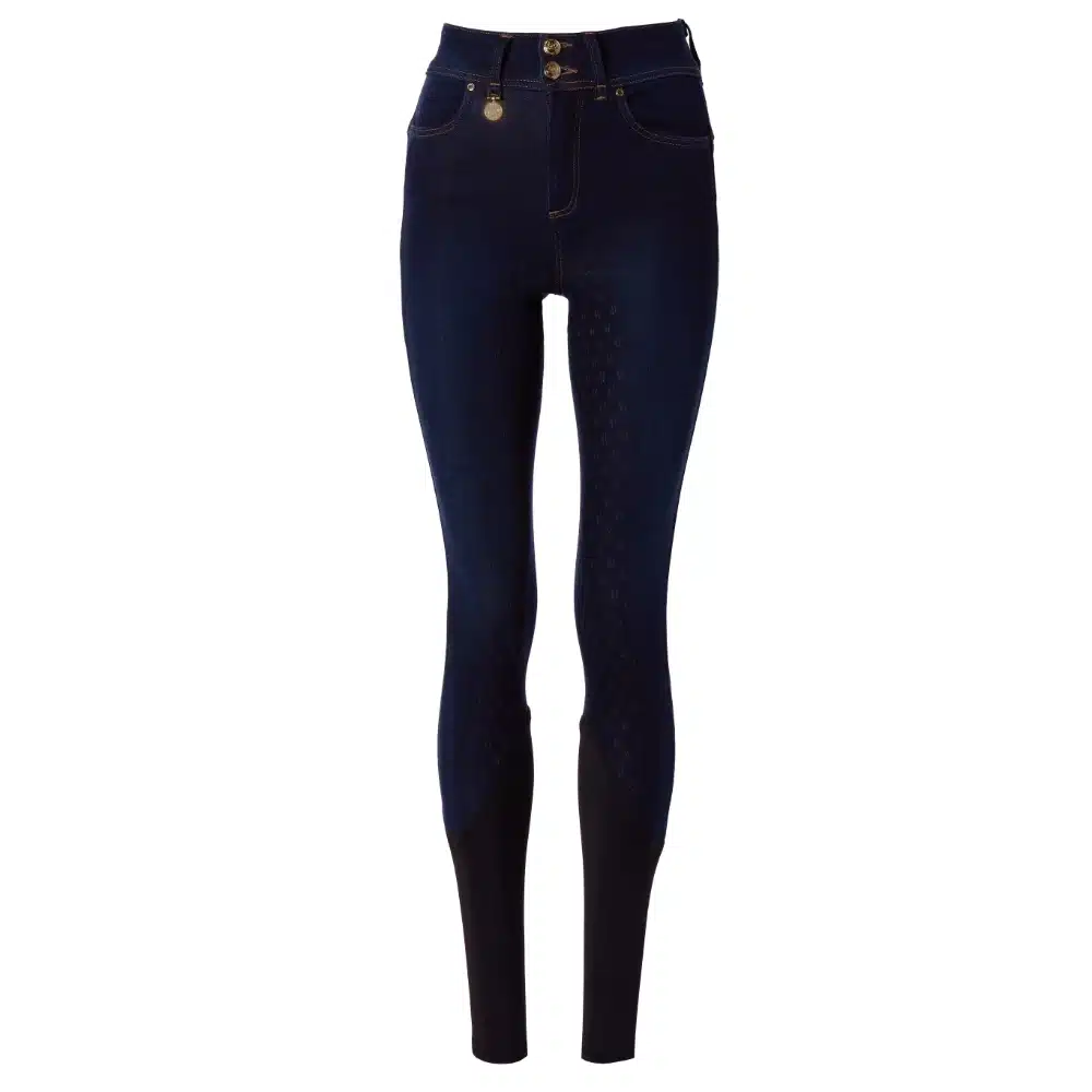 Holland Cooper Ladies Denim Thermal Full Grip Breeches Deep Indigo