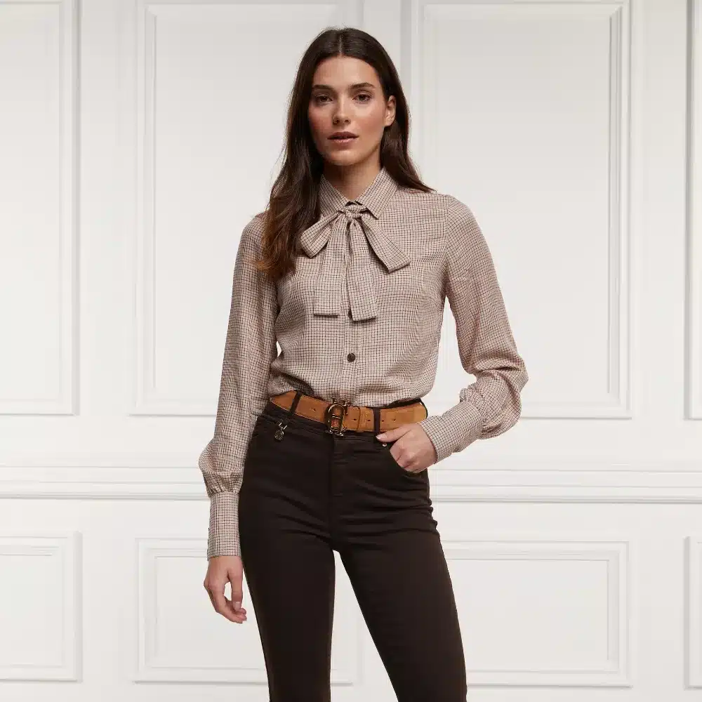 Holland Cooper Ladies Heritage Shirt Oatmeal Check