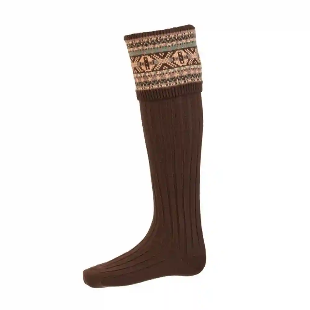 Cheviot Fairisle Shooting Socks Walnut