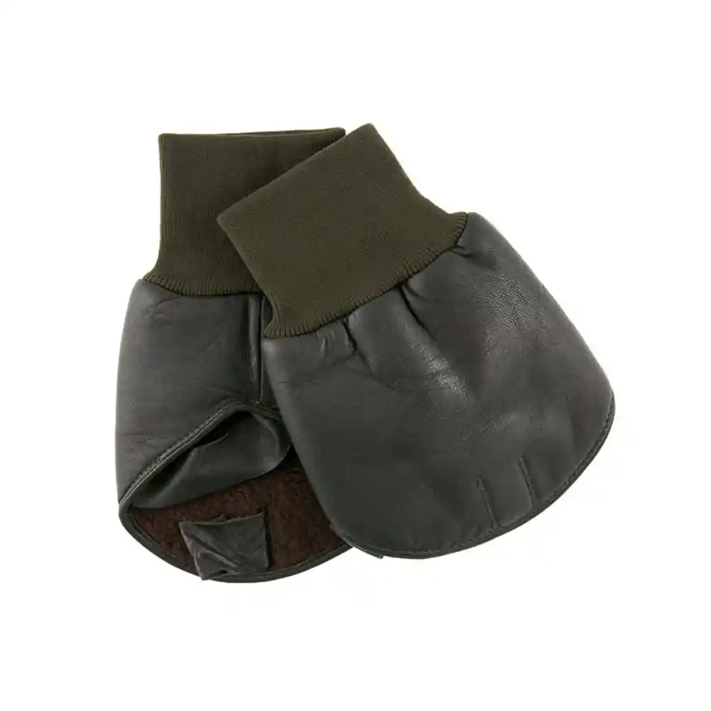Dents Mens Lined Leather Shooting Mitts Olive