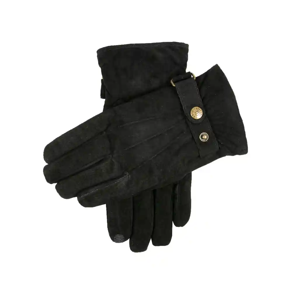Dents Mens Water Resistant Fleece Lined Suede Gloves Black
