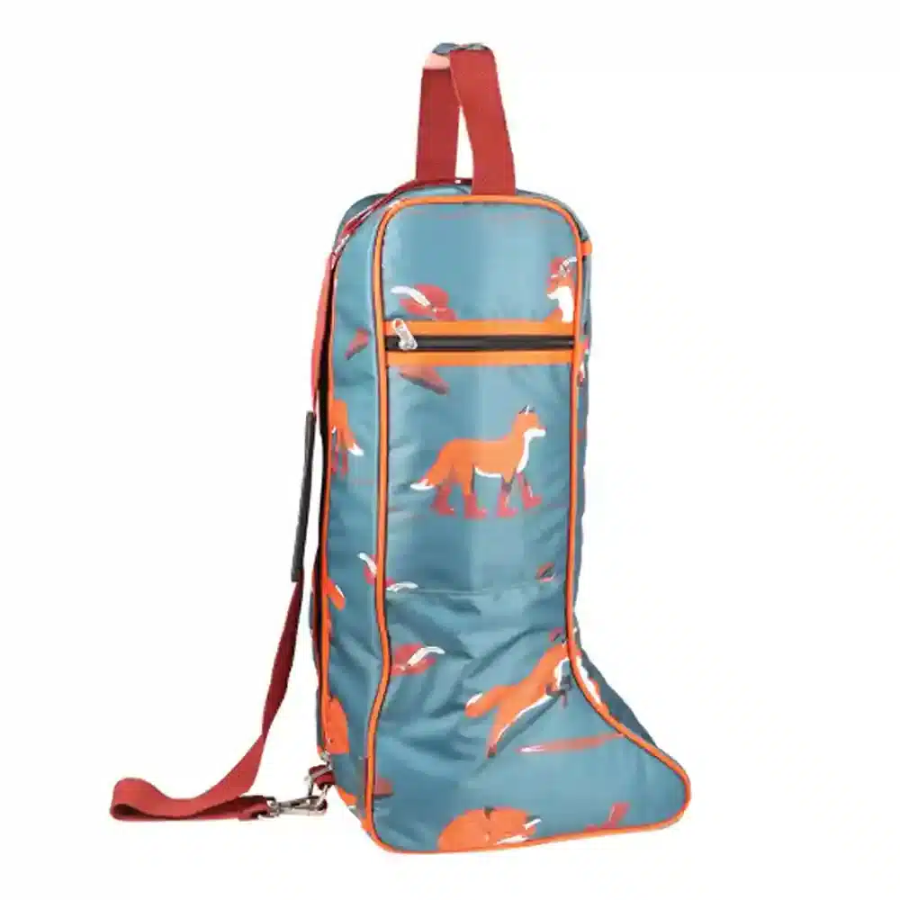 Hy Equestrian Frivolous Fox Boot Bag Green Red Pumpkin