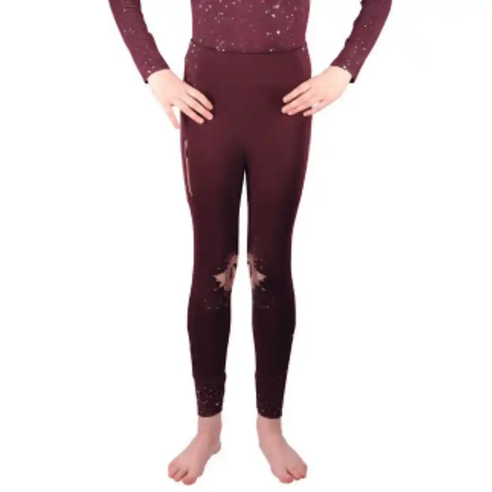 Hy Equestrian Young Rider Enchanted Collection Riding Tights Plum Rose Gold