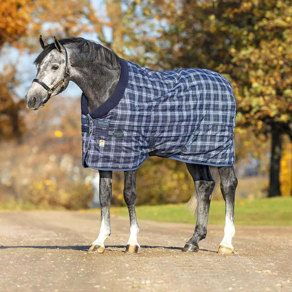 Rhino Original Medium 250G Stable Rug Navy Check Indigo