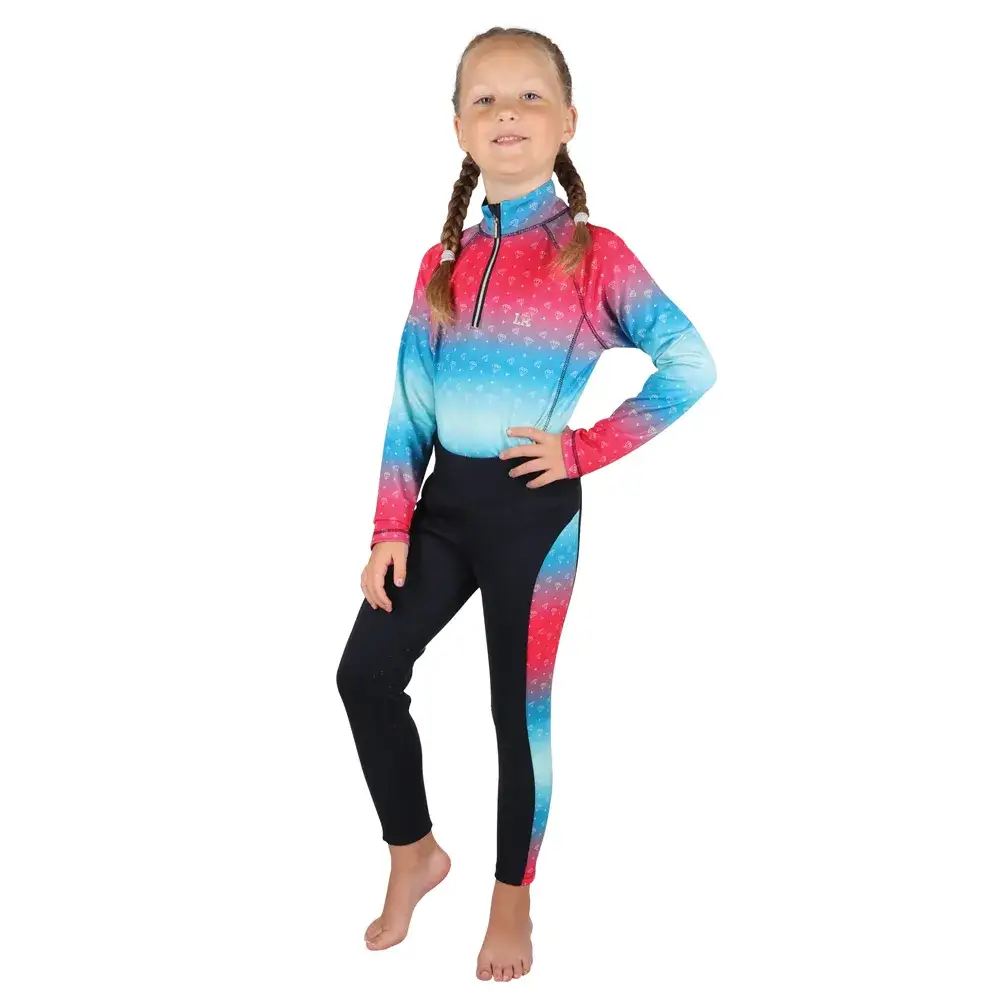 Little Rider Childrens Dazzling Diamond Base Layer Teal Pink