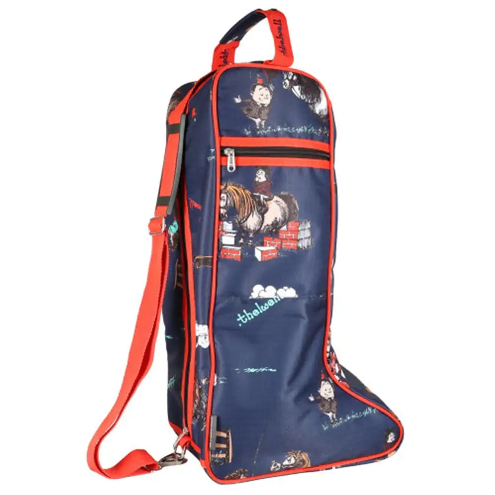 Hy Thelwell Collection Practice Makes Perfect Boot Bag Navy Red