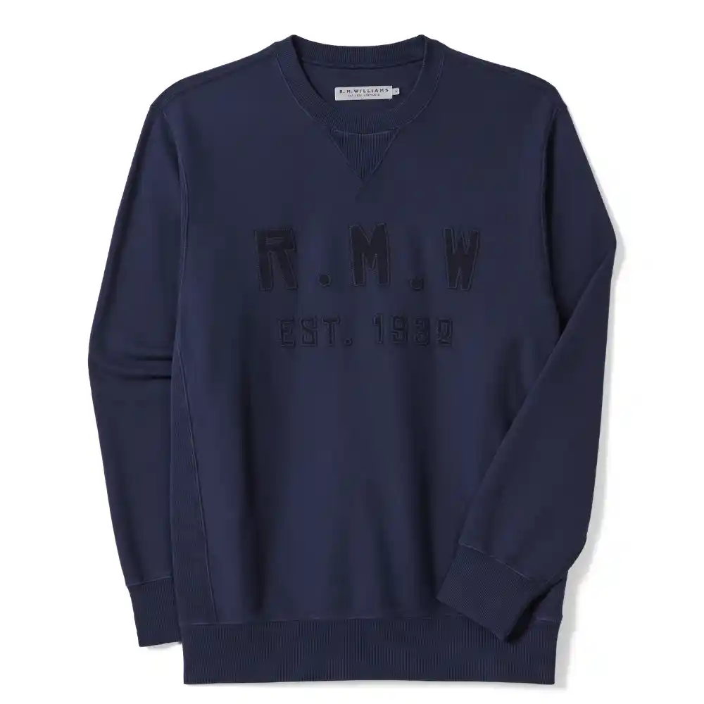 R.M.Williams Mens Stencil Crewneck Sweatshirt Midnight