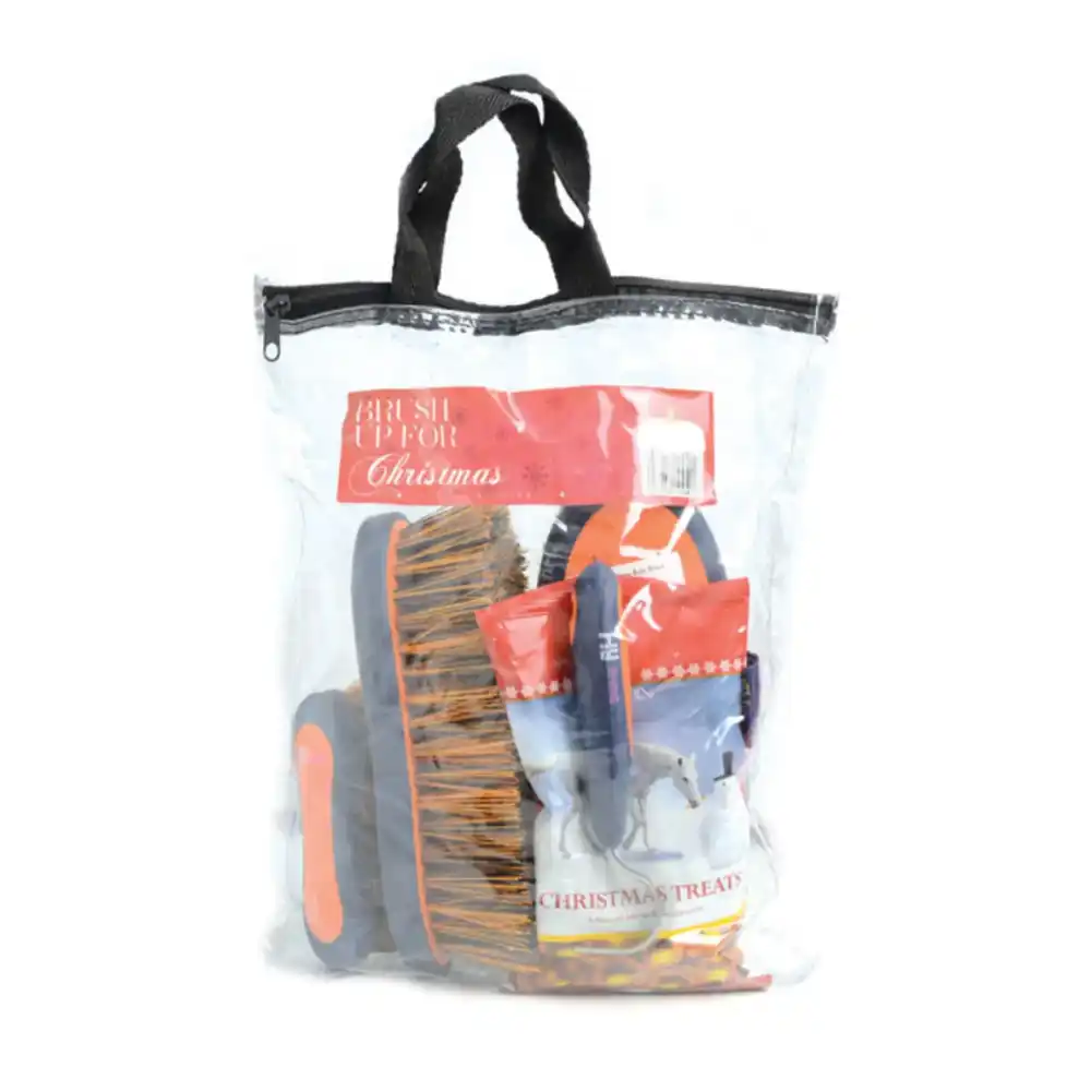 Hy Equestrian Brush Up For Christmas Set Navy Orange