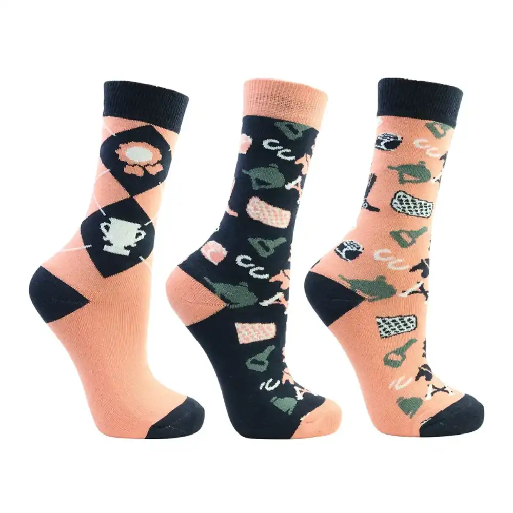 Little Rider Childrens Pony Passion Socks Pack Of 3 Navy Blush
